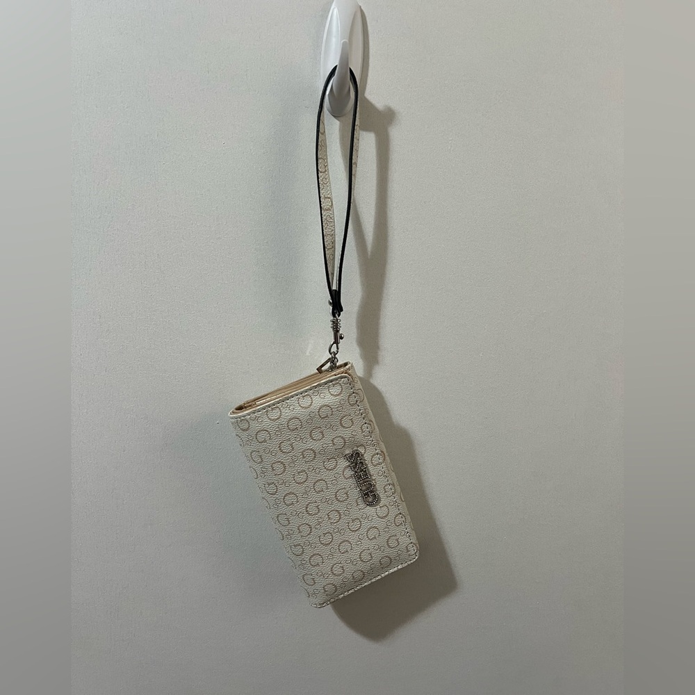 Guess Cream and Gold Wristlet